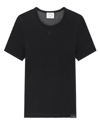 T-shirt à col rond en tulle noir Courrèges