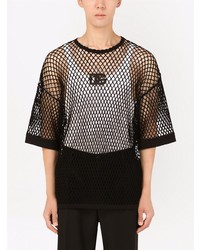 T-shirt à col rond en tulle noir Dolce & Gabbana