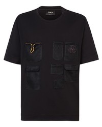 T-shirt à col rond en tulle noir Fendi