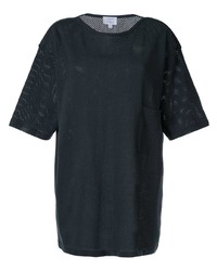 T-shirt à col rond en tulle noir Lemaire