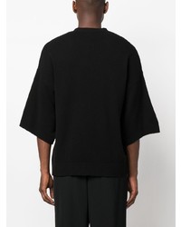 T-shirt à col rond en tulle noir Raf Simons