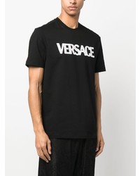 T-shirt à col rond en tulle noir Versace