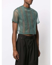 T-shirt à col rond en tulle vert foncé Eckhaus Latta