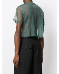 T-shirt à col rond en tulle vert foncé Eckhaus Latta