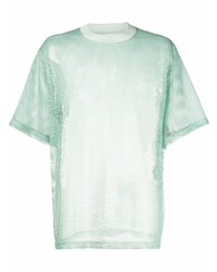 T-shirt à col rond en tulle vert menthe Ami Paris