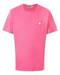 T-shirt à col rond fuchsia A Bathing Ape