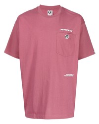 T-shirt à col rond fuchsia AAPE BY A BATHING APE