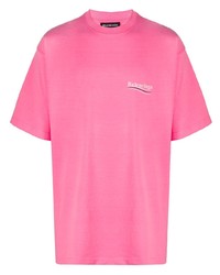 T-shirt à col rond fuchsia Balenciaga