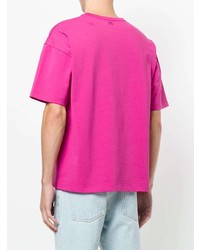 T-shirt à col rond fuchsia AMI Alexandre Mattiussi