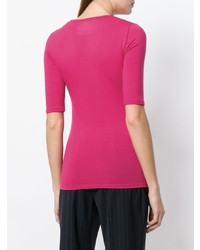 T-shirt à col rond fuchsia Majestic Filatures