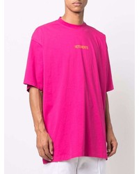 T-shirt à col rond fuchsia Vetements