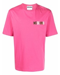 T-shirt à col rond fuchsia Moschino