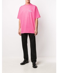 T-shirt à col rond fuchsia Balenciaga