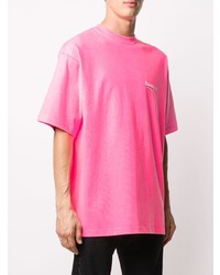 T-shirt à col rond fuchsia Balenciaga