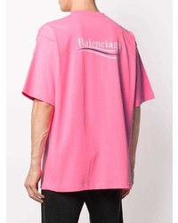 T-shirt à col rond fuchsia Balenciaga