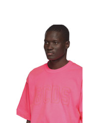 T-shirt à col rond fuchsia Gcds