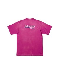 T-shirt à col rond fuchsia Balenciaga