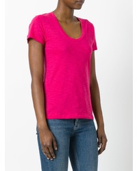 T-shirt à col rond fuchsia Moncler