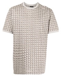 T-shirt à col rond géométrique beige Giorgio Armani