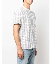 T-shirt à col rond géométrique blanc Lacoste