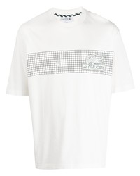 T-shirt à col rond géométrique blanc Lacoste