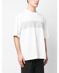 T-shirt à col rond géométrique blanc Lacoste