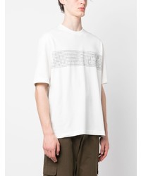 T-shirt à col rond géométrique blanc Lacoste