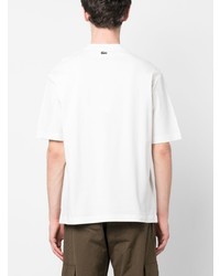 T-shirt à col rond géométrique blanc Lacoste