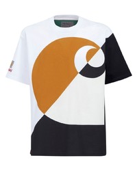 T-shirt à col rond géométrique blanc Marni