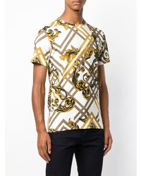 T-shirt à col rond géométrique blanc Versace Jeans