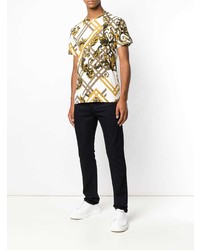 T-shirt à col rond géométrique blanc Versace Jeans