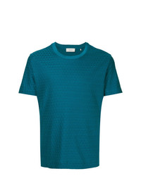 T-shirt à col rond géométrique bleu canard Cerruti 1881