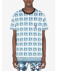 T-shirt à col rond géométrique bleu clair Dolce & Gabbana