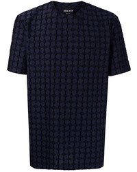 T-shirt à col rond géométrique bleu marine Giorgio Armani