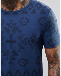 T-shirt à col rond géométrique bleu Asos