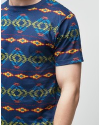 T-shirt à col rond géométrique bleu Bellfield