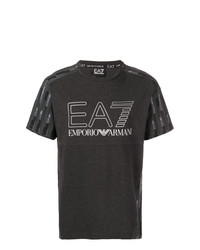 T-shirt à col rond géométrique gris foncé Ea7 Emporio Armani