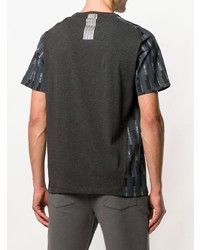 T-shirt à col rond géométrique gris foncé Ea7 Emporio Armani