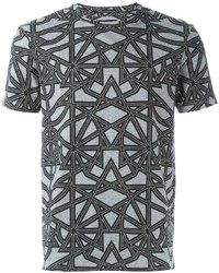 T-shirt à col rond géométrique gris