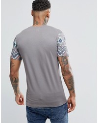 T-shirt à col rond géométrique gris Asos