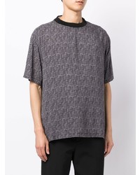 T-shirt à col rond géométrique gris Emporio Armani