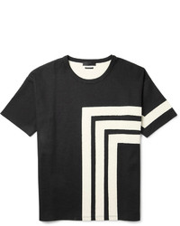 T-shirt à col rond géométrique noir et blanc Alexander McQueen