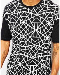 T-shirt à col rond géométrique noir et blanc Asos