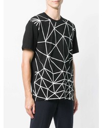 T-shirt à col rond géométrique noir et blanc Comme Des Garcons Homme Plus