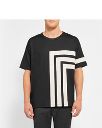 T-shirt à col rond géométrique noir et blanc Alexander McQueen