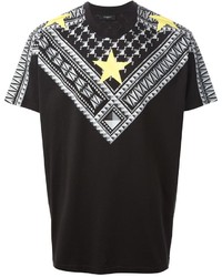 T-shirt à col rond géométrique noir et blanc Givenchy