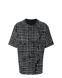 T-shirt à col rond géométrique noir et blanc Haider Ackermann