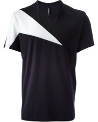 T-shirt à col rond géométrique noir et blanc Neil Barrett