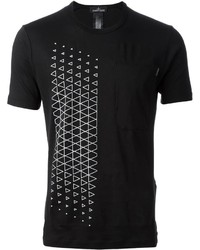 T-shirt à col rond géométrique noir et blanc Stone Island
