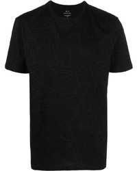 T-shirt à col rond géométrique noir Armani Exchange